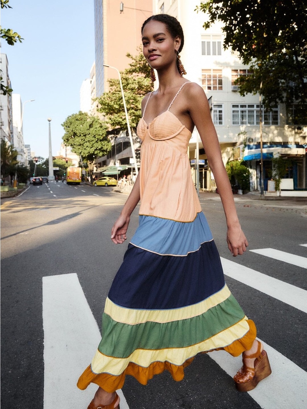 Farm Rio Multicolor Pleats Maxi Dress
